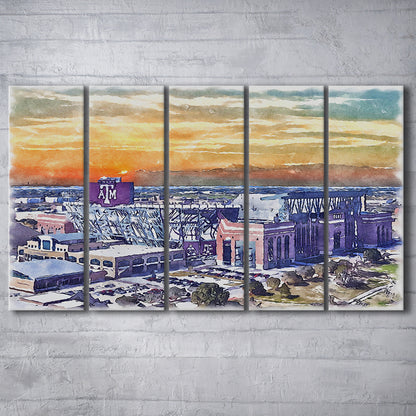 Texas A&M Aggies, Kyle Field Watercolor Painting, Sport Art, Extra Large Canvas Print Wall Art