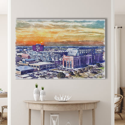 Texas A&M Aggies, Kyle Field Watercolor Painting, Sport Art, Gifts for him, Canvas Print Wall Art