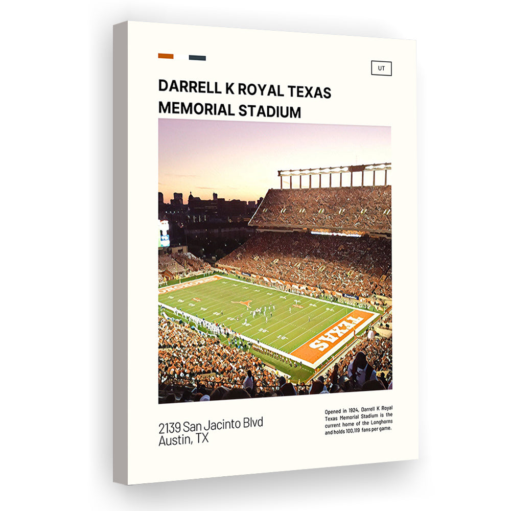 Texas Memorial Stadium Print, Longhorns Football Stadium Canvas Art, Fan Gifts, Sport Art, Canvas Print Wall Art