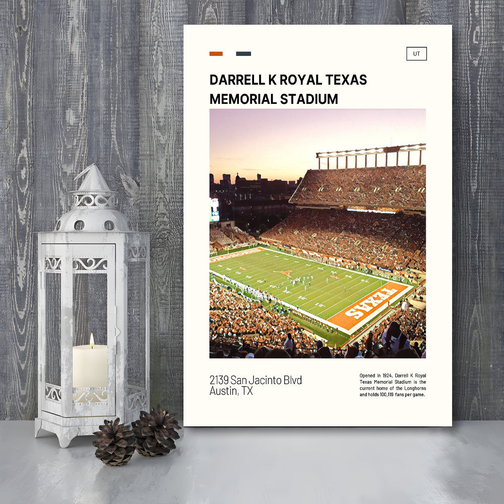 Texas Memorial Stadium Print, Longhorns Football Stadium Canvas Art, Fan Gifts, Sport Art, Canvas Print Wall Art
