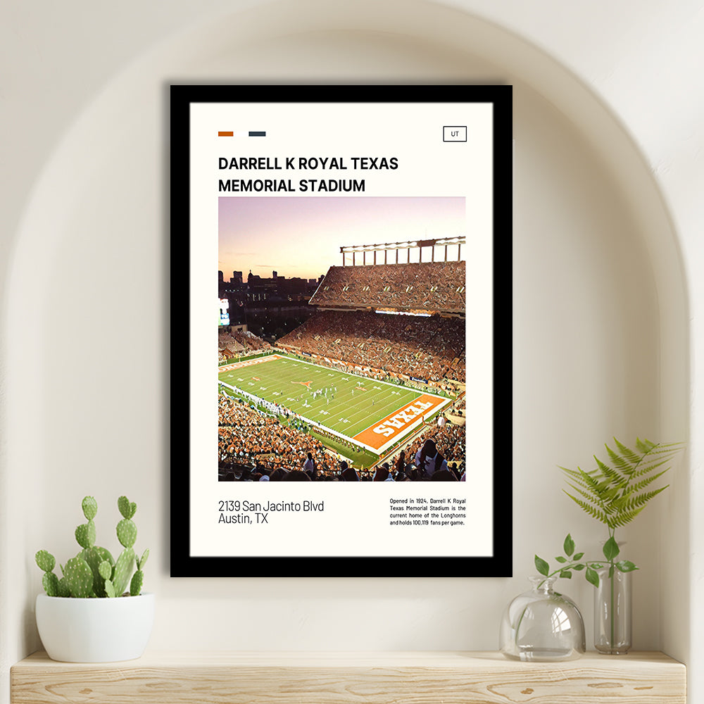Texas Memorial Stadium Print, Longhorns Football Stadium Art, Gifts for him, Sport Art, Framed Art Print Wall Decor