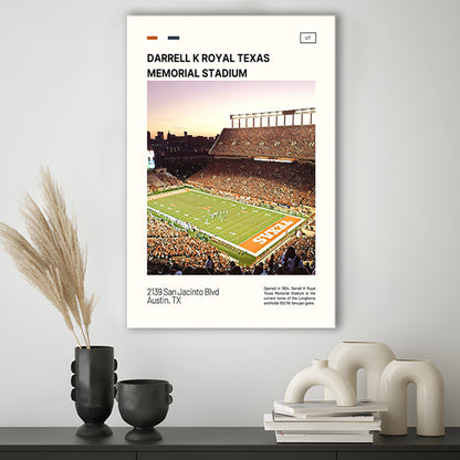 Texas Memorial Stadium Print, Longhorns Football Stadium Canvas Art, Fan Gifts, Sport Art, Canvas Print Wall Art