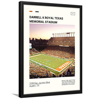 Texas Memorial Stadium Print, Longhorns Football Stadium Art, Gifts for him, Sport Art, Framed Art Print Wall Decor