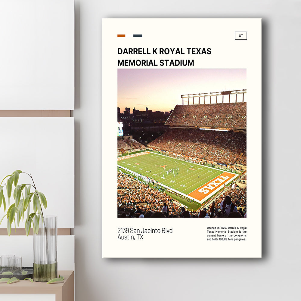 Texas Memorial Stadium Print, Longhorns Football Stadium Canvas Art, Fan Gifts, Sport Art, Canvas Print Wall Art