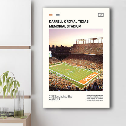 Texas Memorial Stadium Print, Longhorns Football Stadium Canvas Art, Fan Gifts, Sport Art, Canvas Print Wall Art