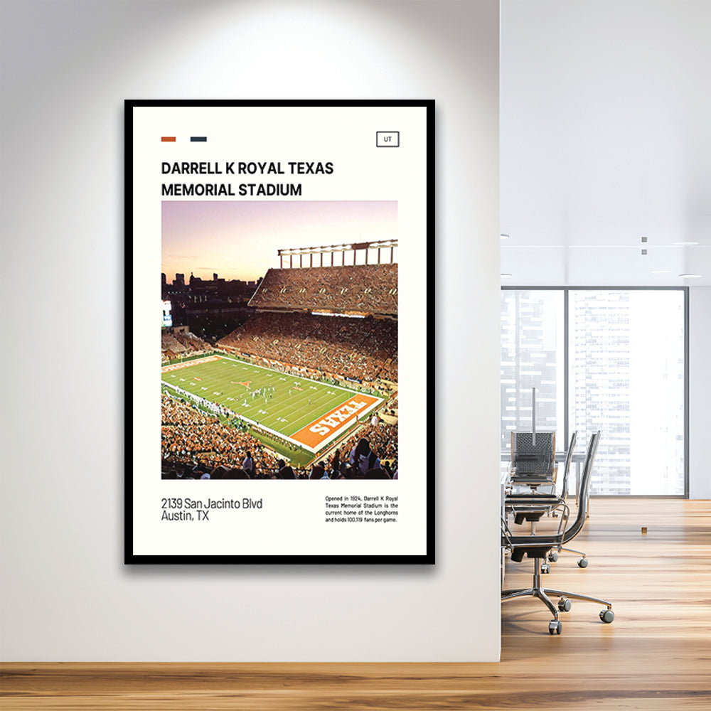 Texas Memorial Stadium Print, Longhorns Football Stadium Art, Gifts for him, Sport Art, Framed Art Print Wall Decor