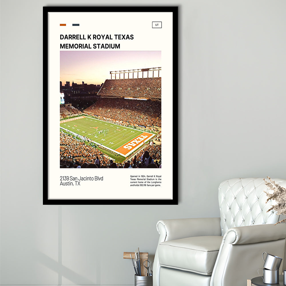 Texas Memorial Stadium Print, Longhorns Football Stadium Art, Gifts for him, Sport Art, Framed Art Print Wall Decor