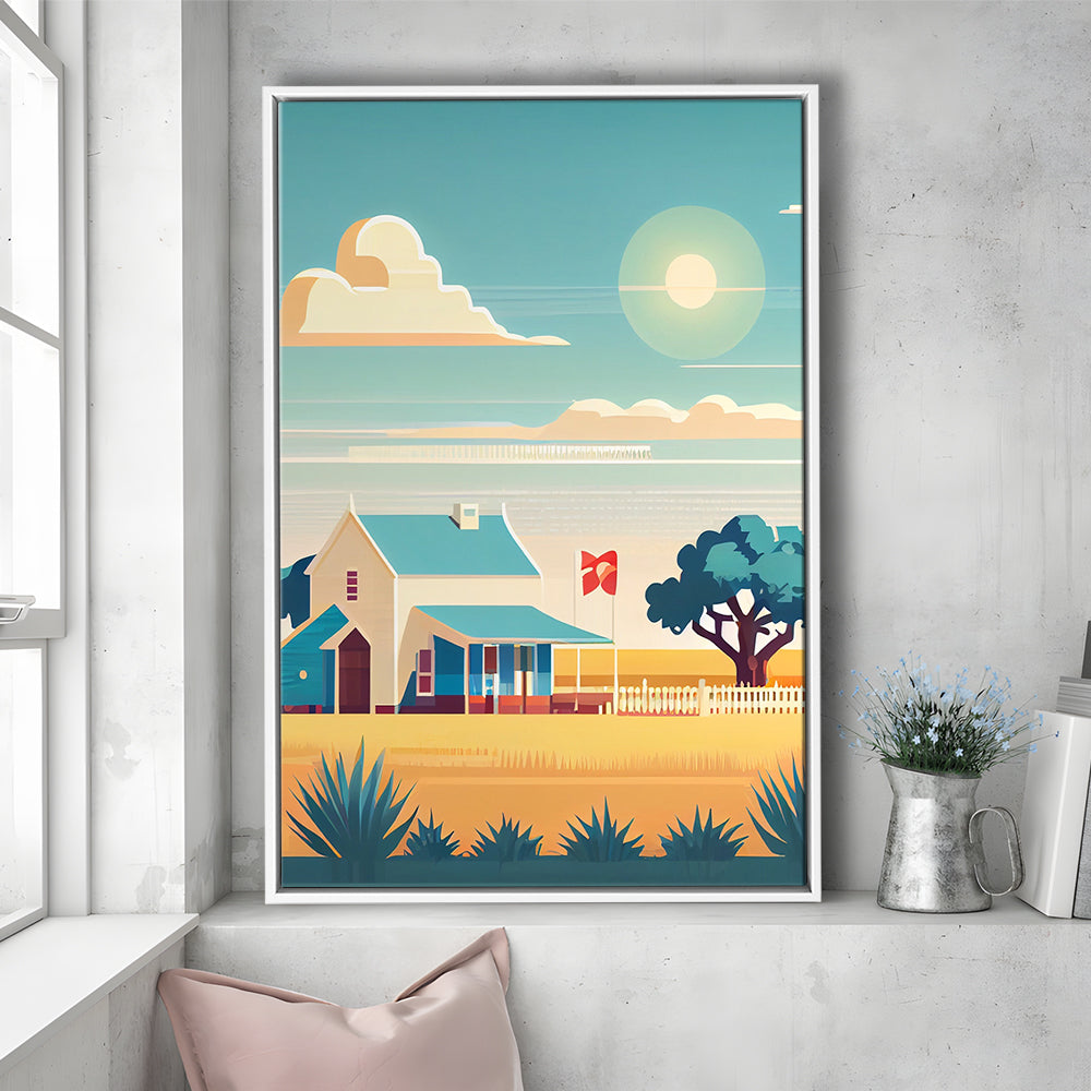 Texas Retro Art Print, Texas City Wall Art, Floating Framed Canvas Print, Framed Picture, Painting Canvas