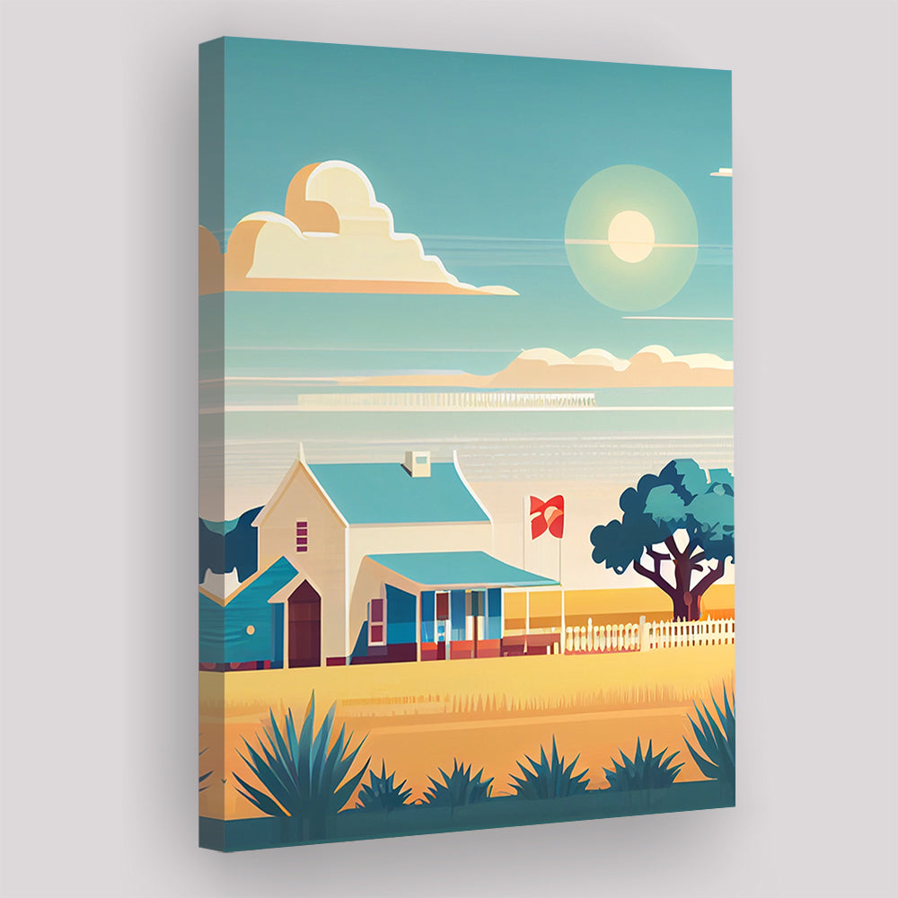 Texas Retro Art Print, Texas City Wall Art, Canvas Print, Painting Canvas, Living Room Decor