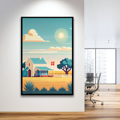 Texas Retro Art Print, Texas City Wall Art, Framed Art Print, Picture Framed, Painting Art
