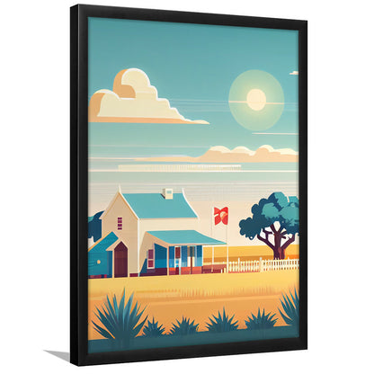 Texas Retro Art Print, Texas City Wall Art, Framed Art Print, Picture Framed, Painting Art