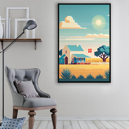 Texas Retro Art Print, Texas City Wall Art, Floating Framed Canvas Print, Framed Picture, Painting Canvas
