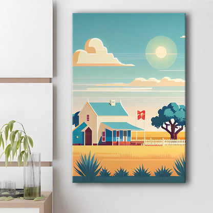 Texas Retro Art Print, Texas City Wall Art, Canvas Print, Painting Canvas, Living Room Decor