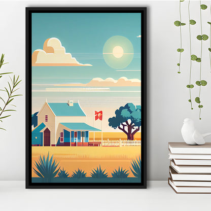 Texas Retro Art Print, Texas City Wall Art, Floating Framed Canvas Print, Framed Picture, Painting Canvas