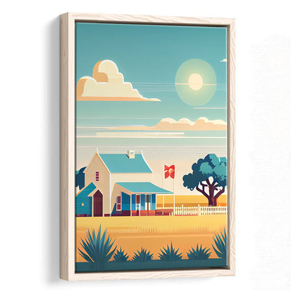 Texas Retro Art Print, Texas City Wall Art, Floating Framed Canvas Print, Framed Picture, Painting Canvas