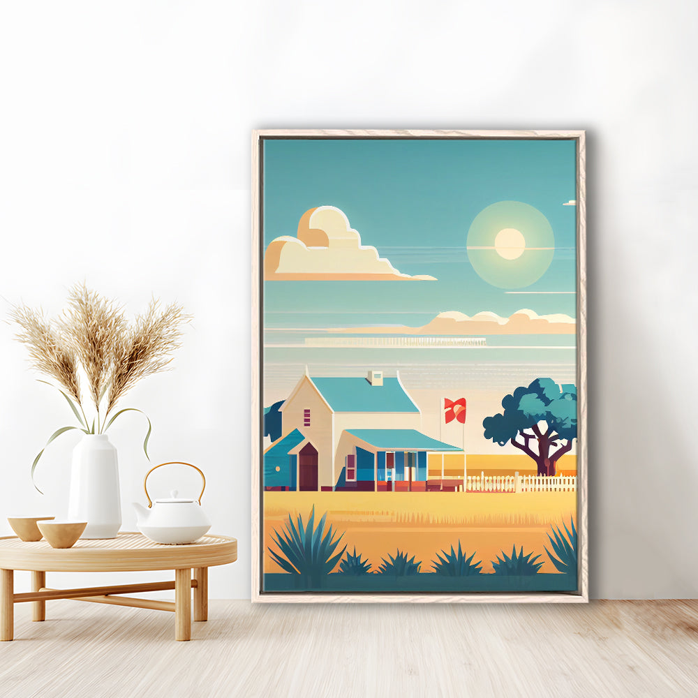 Texas Retro Art Print, Texas City Wall Art, Floating Framed Canvas Print, Framed Picture, Painting Canvas