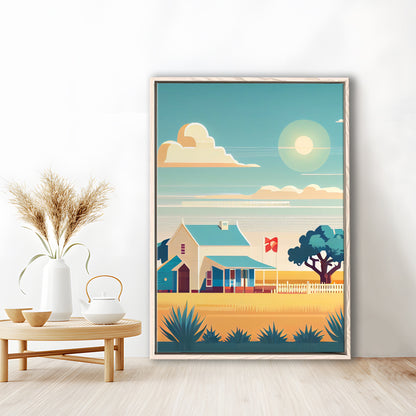 Texas Retro Art Print, Texas City Wall Art, Floating Framed Canvas Print, Framed Picture, Painting Canvas