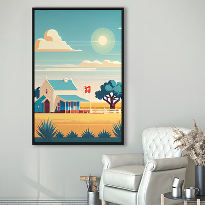Texas Retro Art Print, Texas City Wall Art, Floating Framed Canvas Print, Framed Picture, Painting Canvas