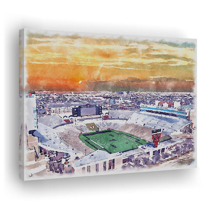 Texas Tech Red Raiders, Jones AT&T Painting Stadium Watercolor, Sport Art, Gifts for him, Canvas Print Wall Art