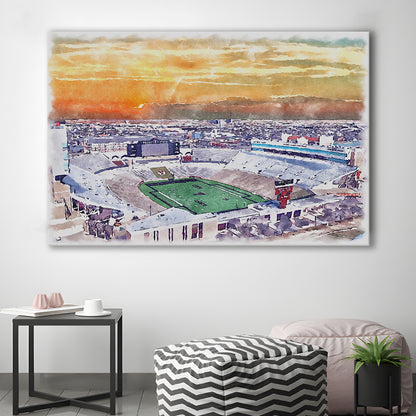Texas Tech Red Raiders, Jones AT&T Painting Stadium Watercolor, Sport Art, Gifts for him, Canvas Print Wall Art