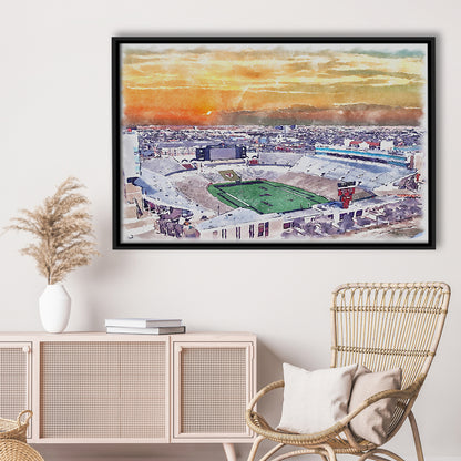 Texas Tech Red Raiders, Jones AT&T Painting Stadium Watercolor, Sport Gift Art, Framed Canvas Print Wall Art