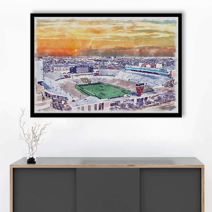 Texas Tech Red Raiders, Jones AT&T Painting Stadium Watercolor, Sport Gift Art, Framed Art Print Wall Decor