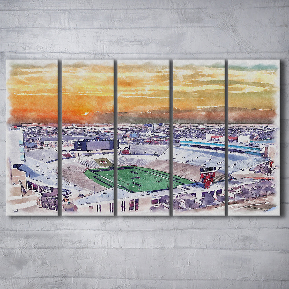Texas Tech Red Raiders, Jones AT&T Painting Stadium Watercolor, Sport Art, Extra Large Canvas Print Wall Art
