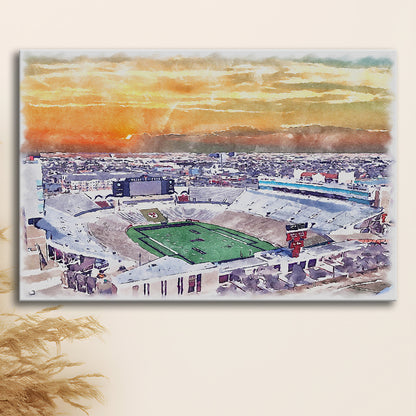 Texas Tech Red Raiders, Jones AT&T Painting Stadium Watercolor, Sport Art, Gifts for him, Canvas Print Wall Art