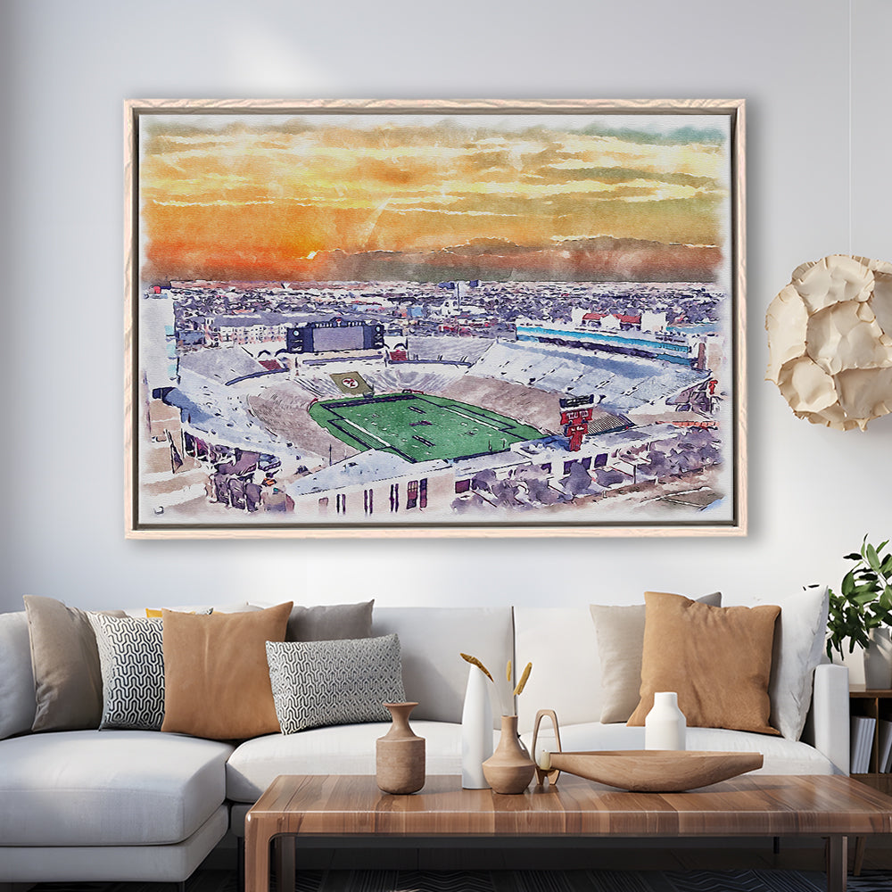 Texas Tech Red Raiders, Jones AT&T Painting Stadium Watercolor, Sport Gift Art, Framed Canvas Print Wall Art