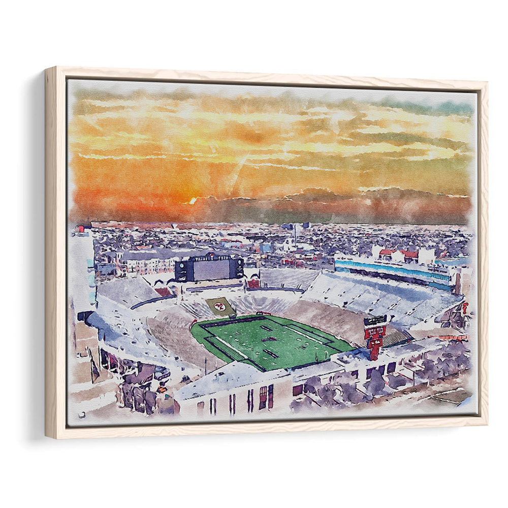 Texas Tech Red Raiders, Jones AT&T Painting Stadium Watercolor, Sport Gift Art, Framed Canvas Print Wall Art