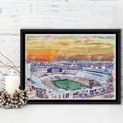 Texas Tech Red Raiders, Jones AT&T Painting Stadium Watercolor, Sport Gift Art, Framed Canvas Print Wall Art