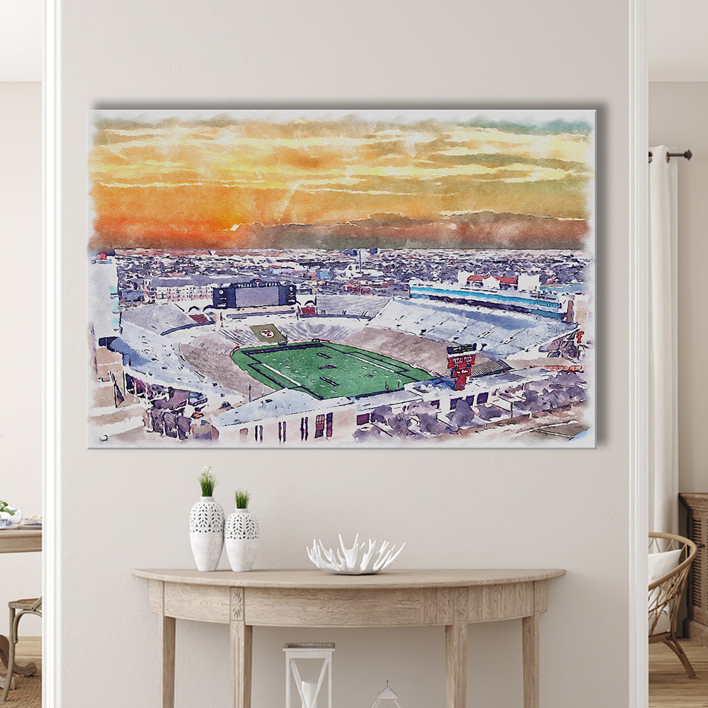 Texas Tech Red Raiders, Jones AT&T Painting Stadium Watercolor, Sport Art, Gifts for him, Canvas Print Wall Art