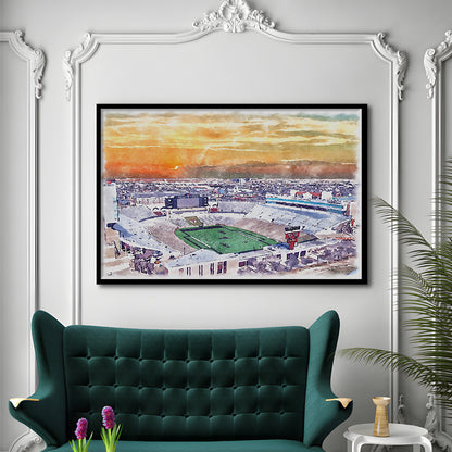 Texas Tech Red Raiders, Jones AT&T Painting Stadium Watercolor, Sport Gift Art, Framed Art Print Wall Decor