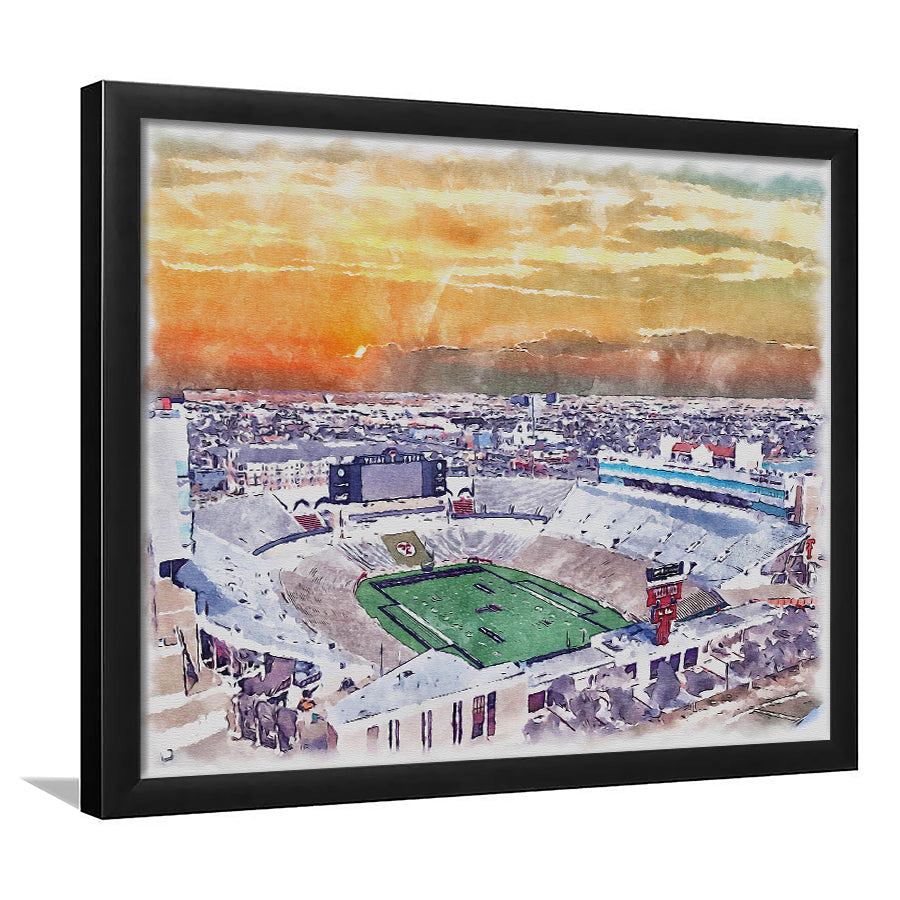 Texas Tech Red Raiders, Jones AT&T Painting Stadium Watercolor, Sport Gift Art, Framed Art Print Wall Decor