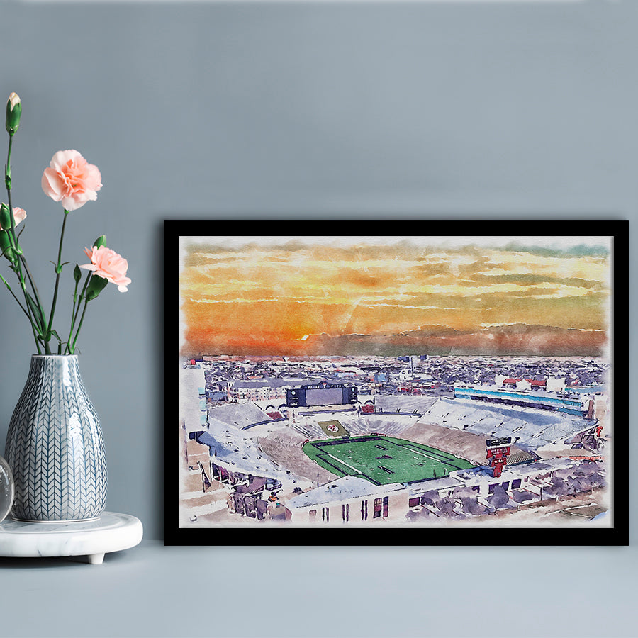 Texas Tech Red Raiders, Jones AT&T Painting Stadium Watercolor, Sport Gift Art, Framed Art Print Wall Decor