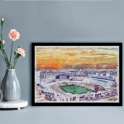 Texas Tech Red Raiders, Jones AT&T Painting Stadium Watercolor, Sport Gift Art, Framed Art Print Wall Decor