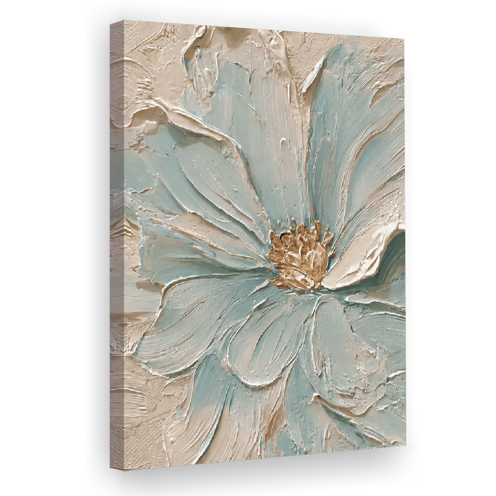 Textured Aqua Blooms  Gilded Core Wall Art Print, Canvas Print, Canvas Decor