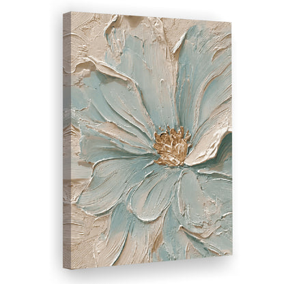 Textured Aqua Blooms  Gilded Core Wall Art Print, Canvas Print, Canvas Decor