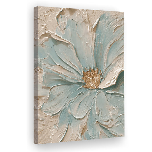 Textured Aqua Blooms  Gilded Core Wall Art Print, Canvas Print, Canvas Decor