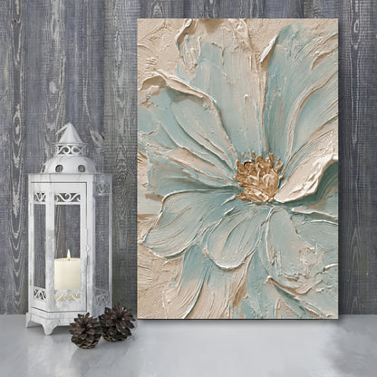 Textured Aqua Blooms  Gilded Core Wall Art Print, Canvas Print, Canvas Decor