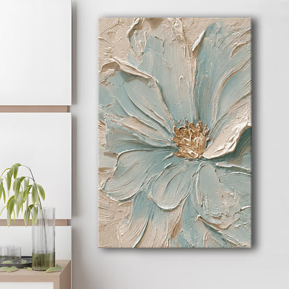 Textured Aqua Blooms  Gilded Core Wall Art Print, Canvas Print, Canvas Decor