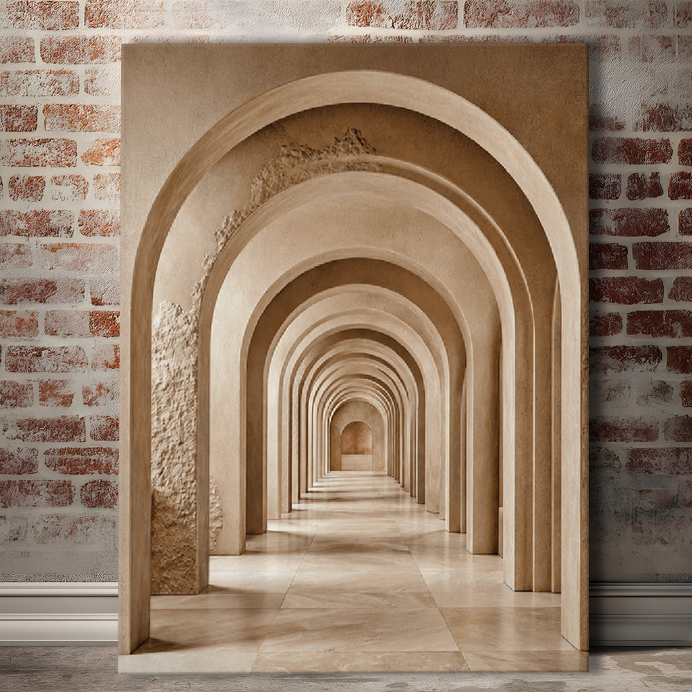 Textured Archway Serenity  Neutral Corridors Wall Art Print, Canvas Print, Canvas Decor
