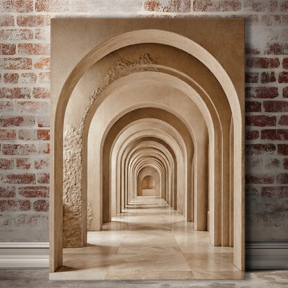 Textured Archway Serenity  Neutral Corridors Wall Art Print, Canvas Print, Canvas Decor