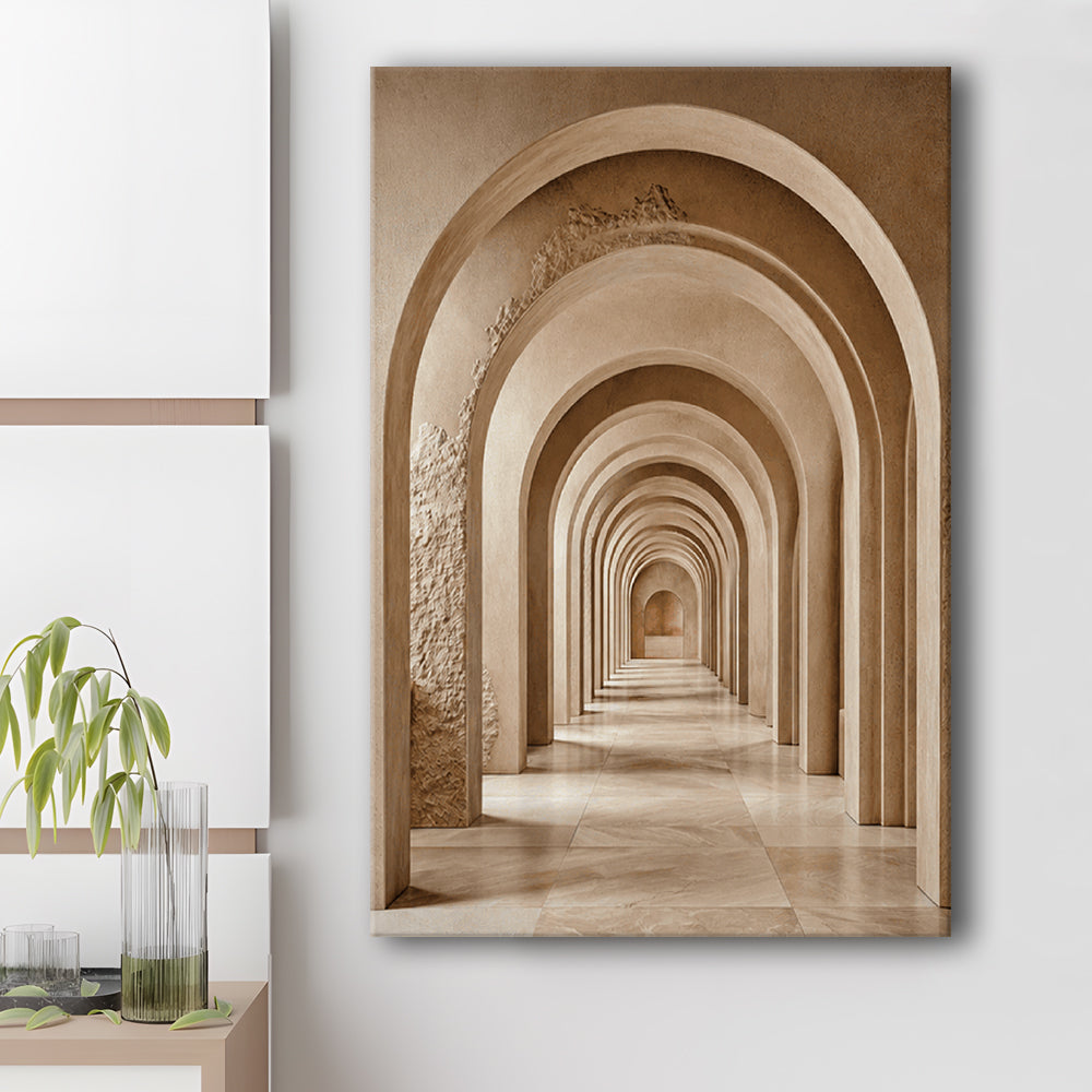 Textured Archway Serenity  Neutral Corridors Wall Art Print, Canvas Print, Canvas Decor
