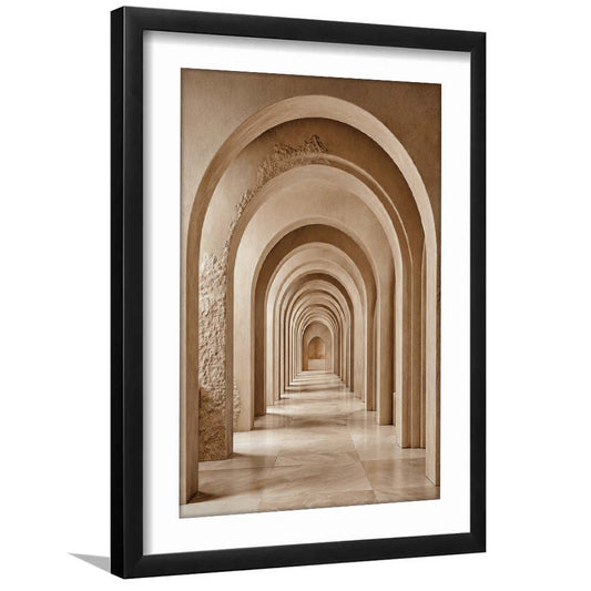 Textured Archway Serenity  Neutral Corridors Wall Art Print, Framed Art Print, White Border