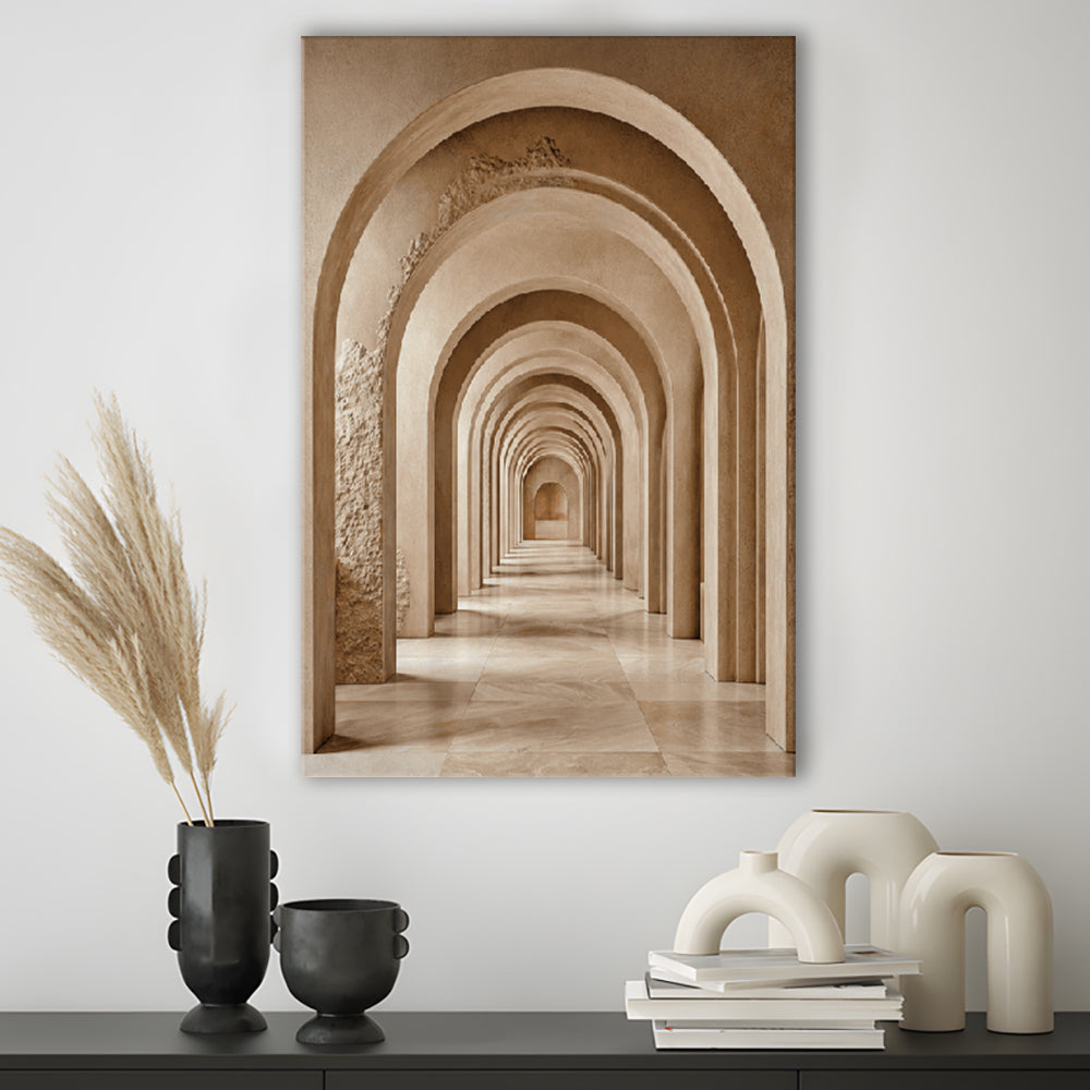 Textured Archway Serenity  Neutral Corridors Wall Art Print, Canvas Print, Canvas Decor