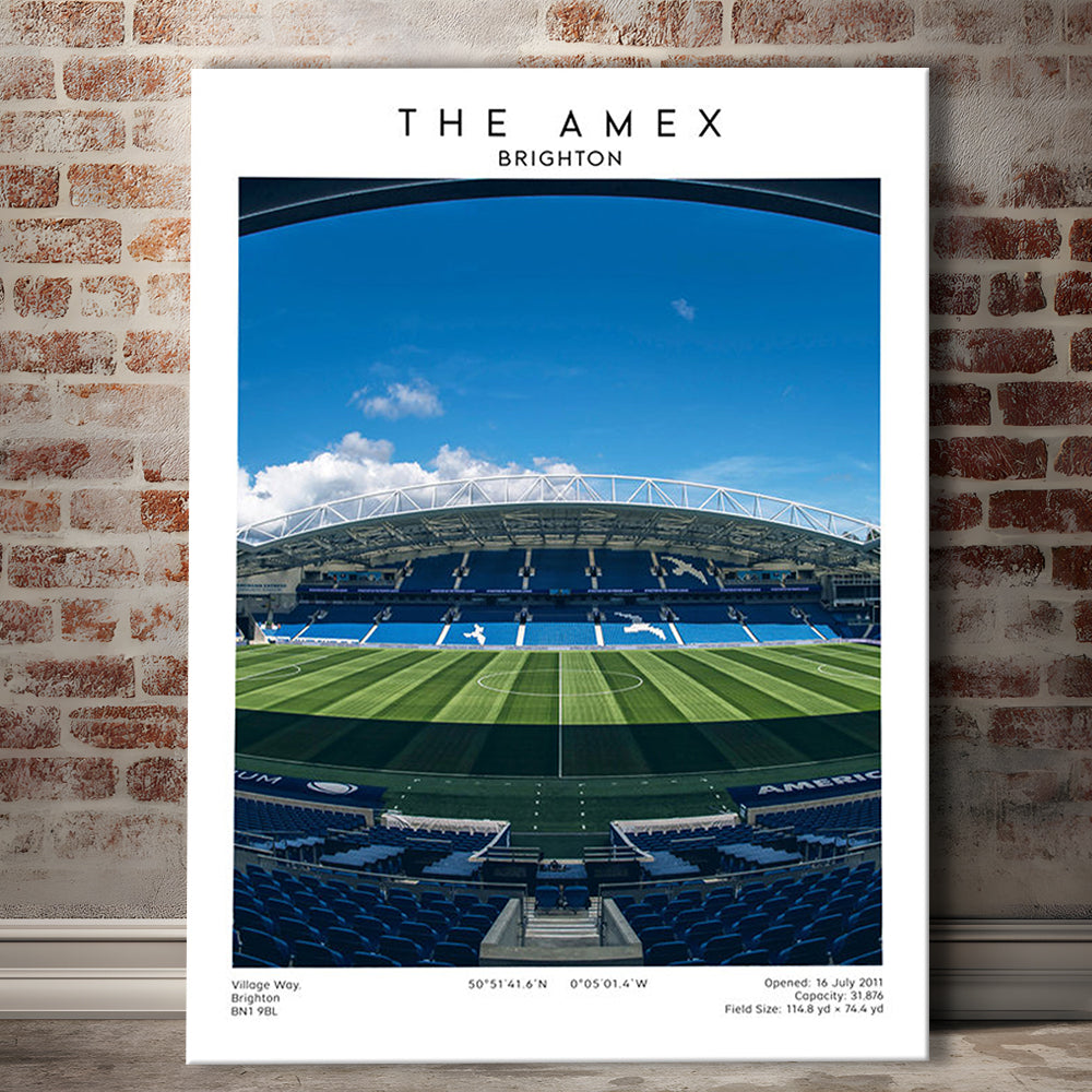 The Amex Stadium, Brighton Stadium Wall Art Print, Football Stadium Art Fans Gift, Canvas Prints Wall Art, Man Cave Decor