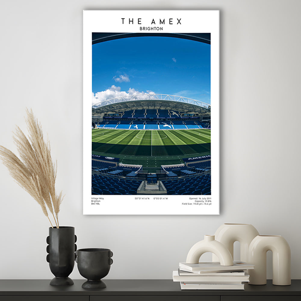 The Amex Stadium, Brighton Stadium Wall Art Print, Football Stadium Art Fans Gift, Canvas Prints Wall Art, Man Cave Decor