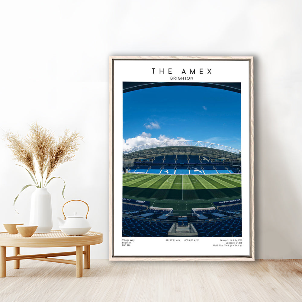 The Amex Stadium, Brighton Stadium Wall Art Print, Football Stadium Art Fans Gift, Framed Canvas Prints Wall Art