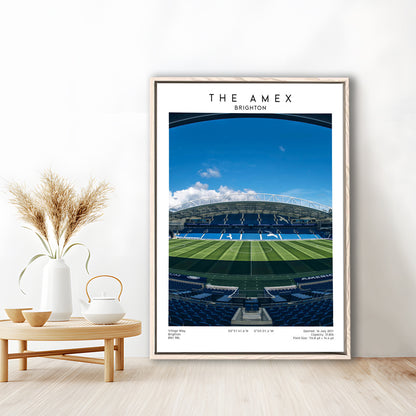 The Amex Stadium, Brighton Stadium Wall Art Print, Football Stadium Art Fans Gift, Framed Canvas Prints Wall Art
